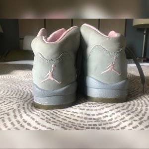 Gray and pink Jordans